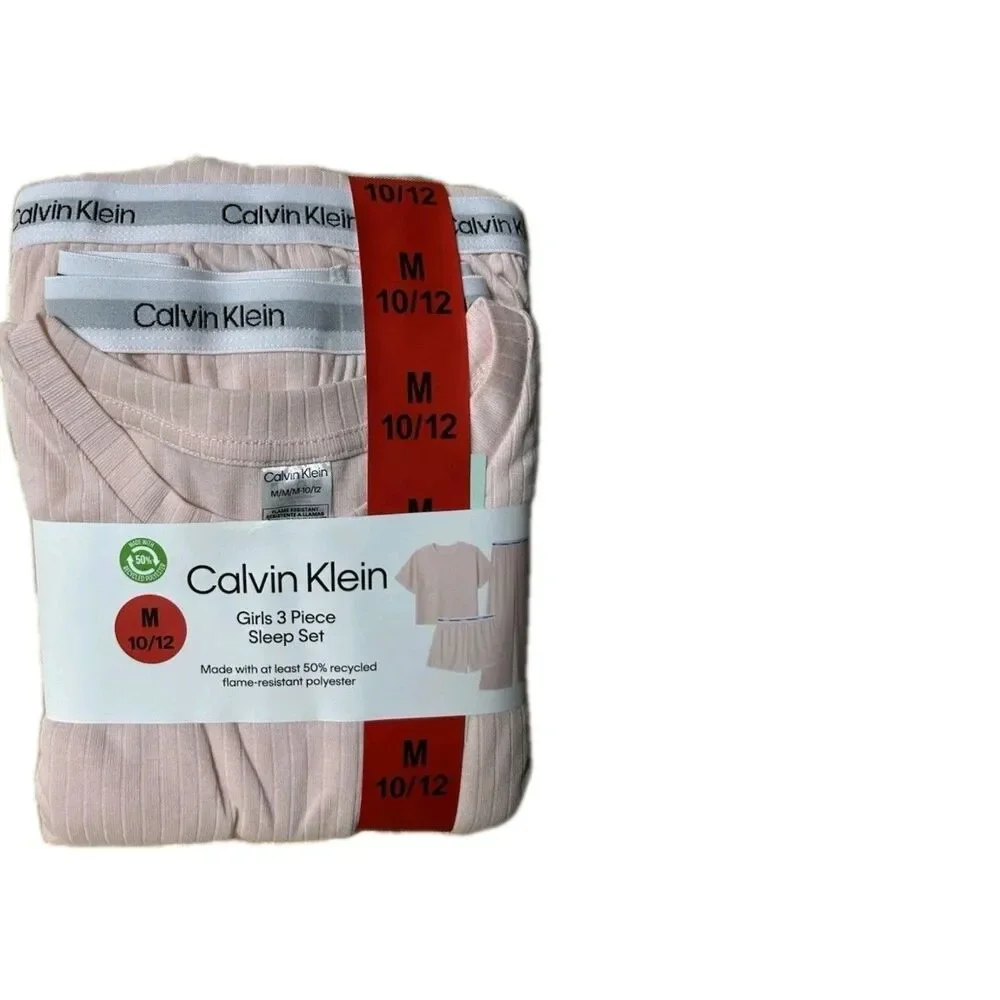 3-Piece Genuine CALVIN KLEIN Sleep Set Crystal-Pink size MEDIUM 10-12 Pajamas